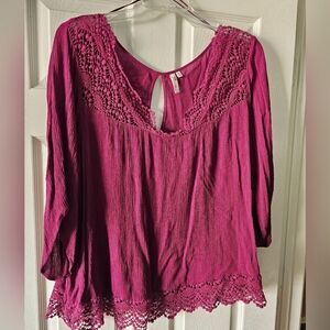 3XL Fuschia Lacey Rayon Plus Top